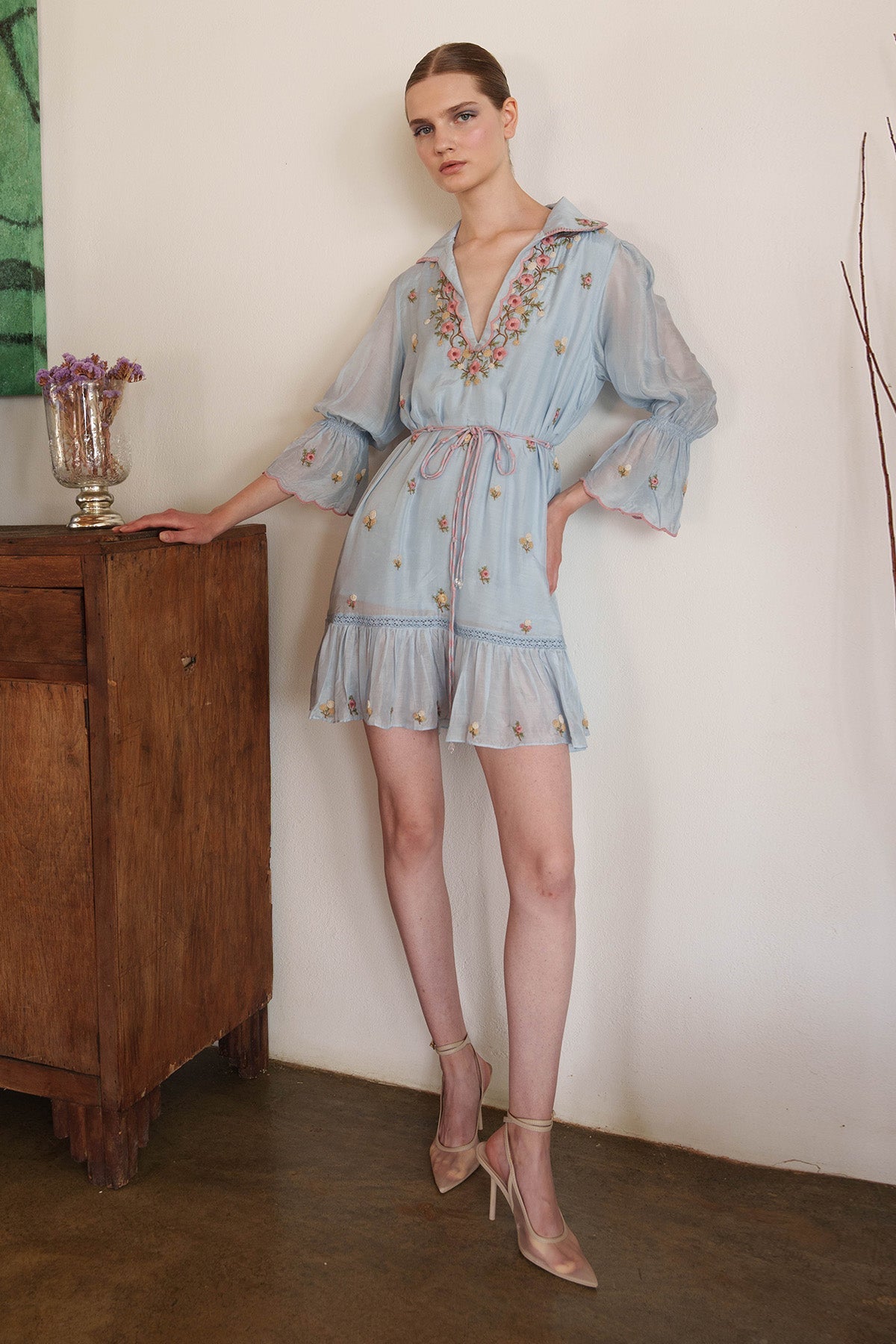 Buy Blue Floral Embroidered Dress by Shruti Sancheti for women online at ScrollnShops